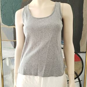 Tahari | Rib Knit Cotton Tank Top with Silver Shimmer
